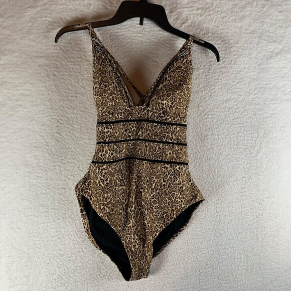 Bar III Women's Bonita Cheetah X-Back One-Piece Swimsuit Multi XL New With Tag's - Picture 1 of 8